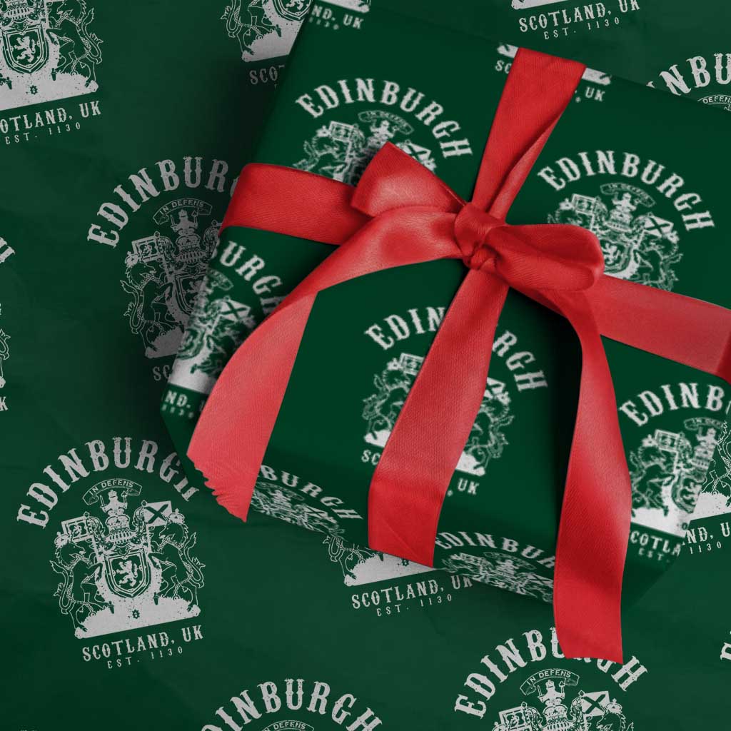 Edinburgh Scotland UK Est 1130 Wrapping Paper Roll Royal Coat of Arms In Defens Historic Crest Graphic TS02 Green Print Your Wear