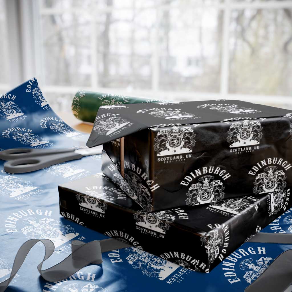 Edinburgh Scotland UK Est 1130 Wrapping Paper Roll Royal Coat of Arms In Defens Historic Crest Graphic