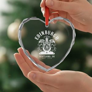 Edinburgh Scotland UK Est 1130 Heart Crystal Glass Ornament Royal Coat of Arms In Defens Historic Crest Graphic