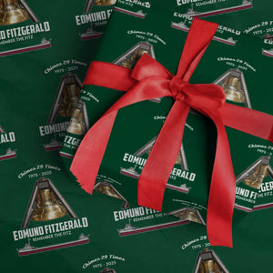 Edmund Fitzgerald 50th Anniversary Tribute Wrapping Paper Roll Chimes 29 Times 1975 2025 Memorial TS02 Green Print Your Wear