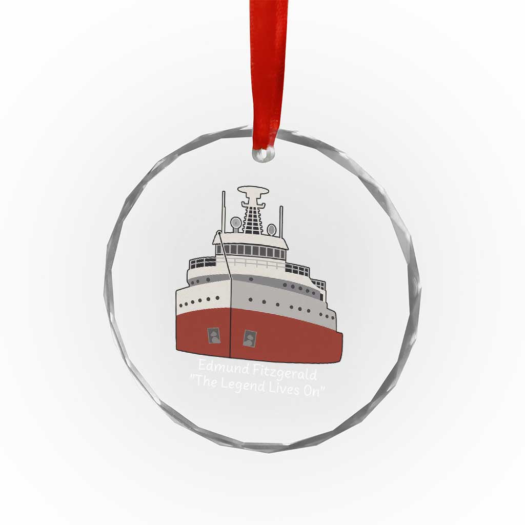 Edmund Fitzgerald Tribute Crystal Glass Ornament The Legend Lives On Great Lakes Freighter Memorial TS02 Print Your Wear