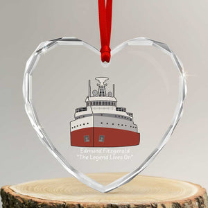 Edmund Fitzgerald Tribute Heart Crystal Glass Ornament The Legend Lives On Great Lakes Freighter Memorial TS02 Transparent Glass 3'' Heart Print Your Wear