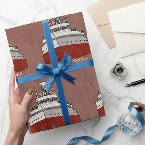 Edmund Fitzgerald Tribute Wrapping Paper Roll The Legend Lives On Great Lakes Freighter Memorial TS02 Mocha Print Your Wear