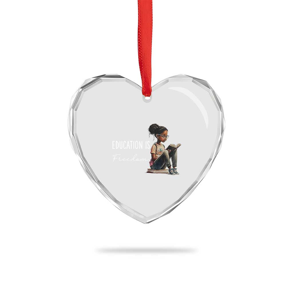Education Freedom Heart Crystal Glass Ornament Black Teacher Books TS14 Print Your Wear