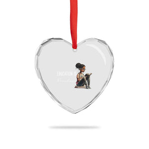 Education Freedom Heart Crystal Glass Ornament Black Teacher Books TS14 Print Your Wear