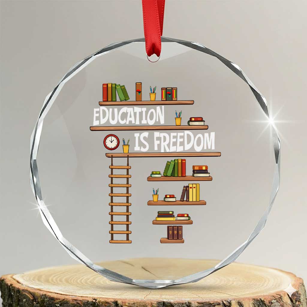 Education Is Freedom Crystal Glass Ornament African American History Africa Map Books TS12 Transparent Glass 3'' Circle Print Your Wear