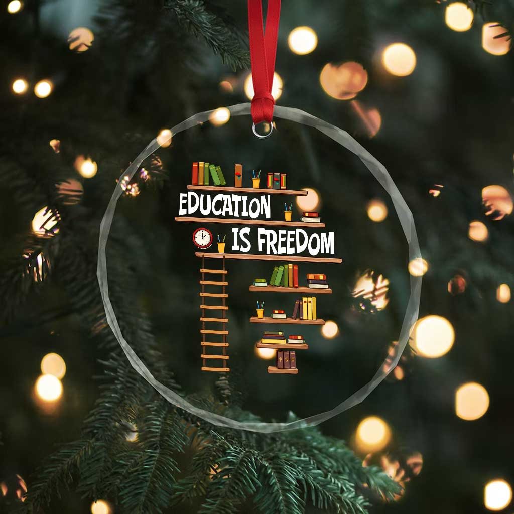 Education Is Freedom Crystal Glass Ornament African American History Africa Map Books TS12 Print Your Wear