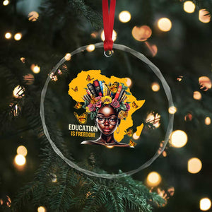 Education Is Freedom Crystal Glass Ornament Black Teacher Books Black History Month TS02 Print Your Wear
