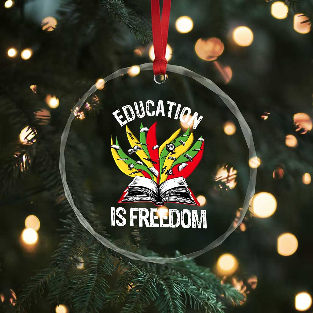 Education Is Freedom Crystal Glass Ornament Teaching Black History Month Books TS02 Print Your Wear