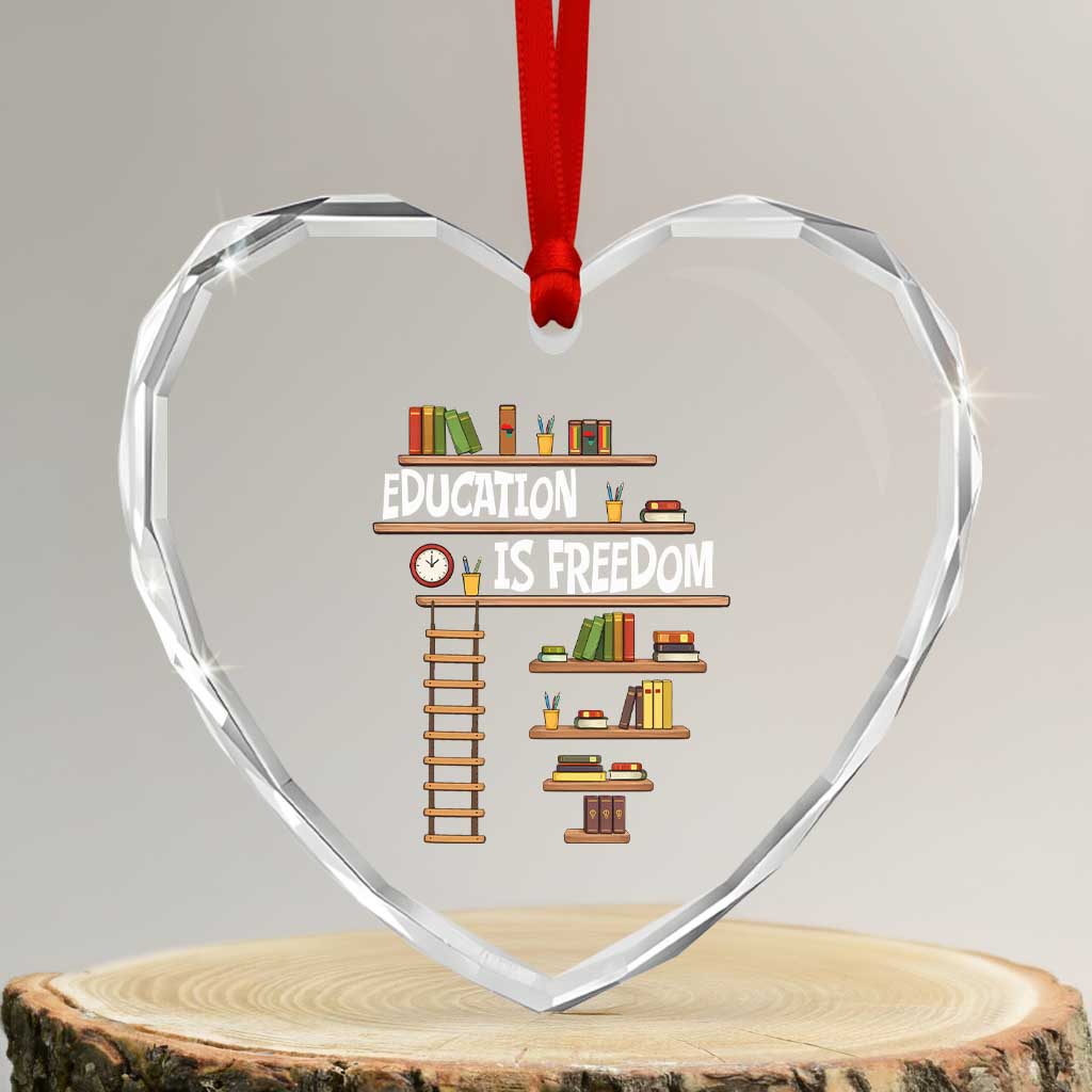 Education Is Freedom Heart Crystal Glass Ornament African American History Africa Map Books TS12 Transparent Glass 3'' Heart Print Your Wear