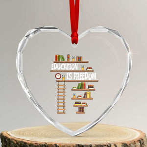 Education Is Freedom Heart Crystal Glass Ornament African American History Africa Map Books TS12 Transparent Glass 3'' Heart Print Your Wear