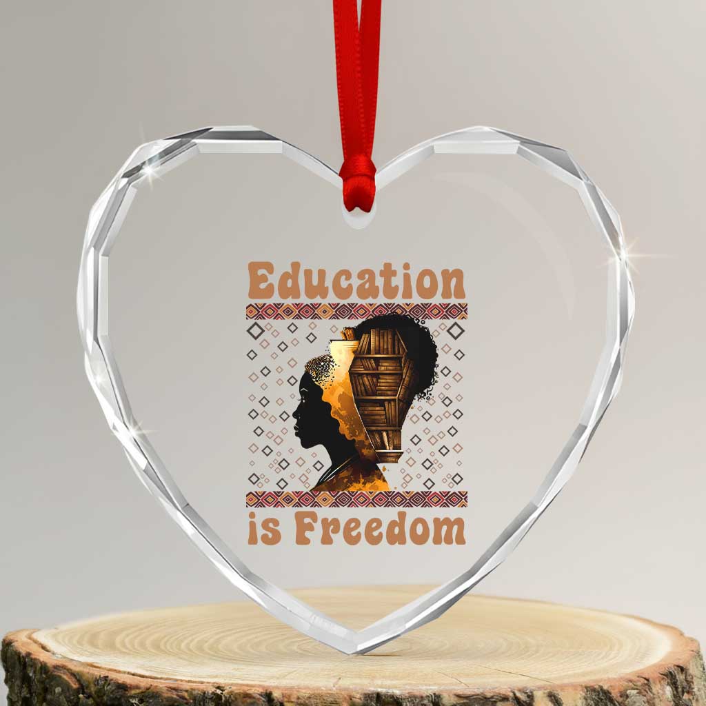 Education Is Freedom Heart Crystal Glass Ornament Black History Women Teacher Gift TS12 Transparent Glass 3'' Heart Print Your Wear