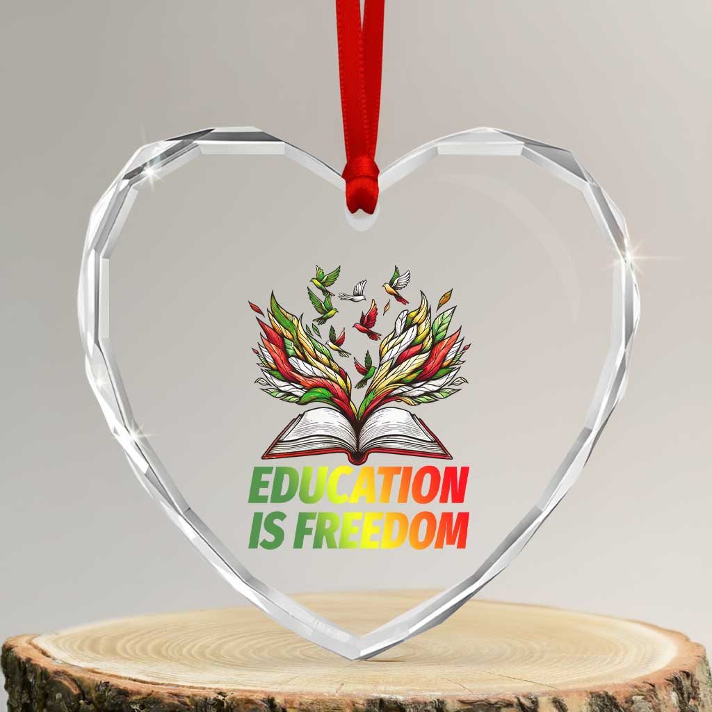 Education Is Freedom Heart Crystal Glass Ornament Inspirational Black Teacher Gift TS12 Transparent Glass 3'' Heart Print Your Wear