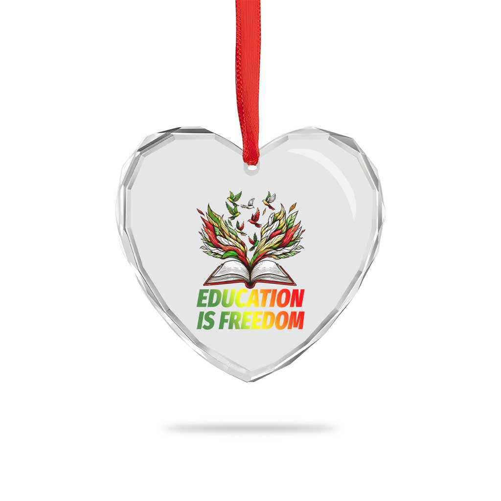 Education Is Freedom Heart Crystal Glass Ornament Inspirational Black Teacher Gift TS12 Print Your Wear