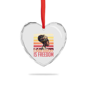 Education Is Freedom Heart Crystal Glass Ornament Retro Black History Month Teacher TS11 Print Your Wear