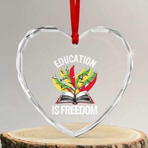 Education Is Freedom Heart Crystal Glass Ornament Teaching Black History Month Books TS02 Transparent Glass 3'' Heart Print Your Wear