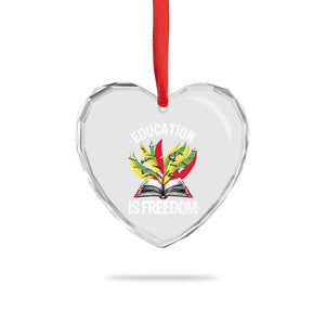 Education Is Freedom Heart Crystal Glass Ornament Teaching Black History Month Books TS02 Print Your Wear