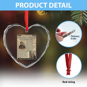 Education Is Freedom Newspaper Heart Crystal Glass Ornament Frederick Douglass Black History Month Gift TS12 Print Your Wear