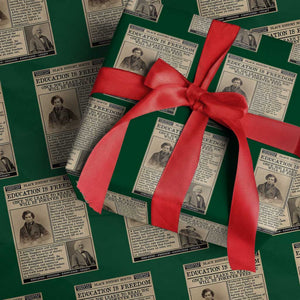 Education Is Freedom Newspaper Wrapping Paper Roll Frederick Douglass Black History Month Gift TS12 Green Print Your Wear