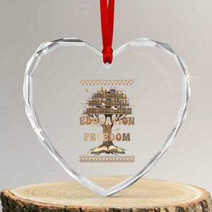 Education Is Freedom Teacher Gift Heart Crystal Glass Ornament Inspirational Africa Map Book Stack TS12 Transparent Glass 3'' Heart Print Your Wear