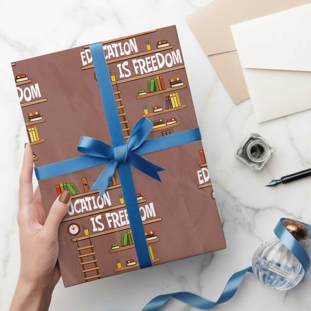 Education Is Freedom Wrapping Paper Roll African American History Africa Map Books TS12 Mocha Print Your Wear