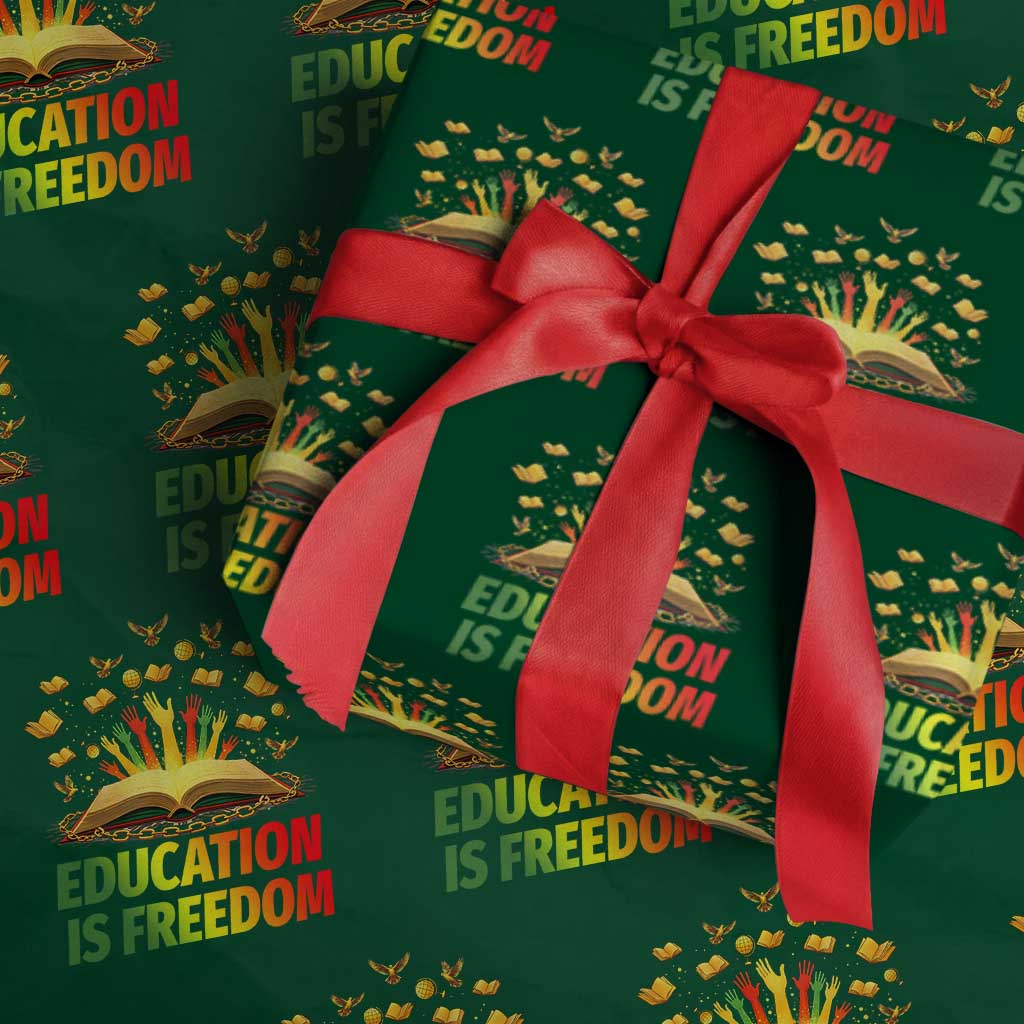 Education Is Freedom Wrapping Paper Roll Black Education Teacher Gift TS12 Green Print Your Wear
