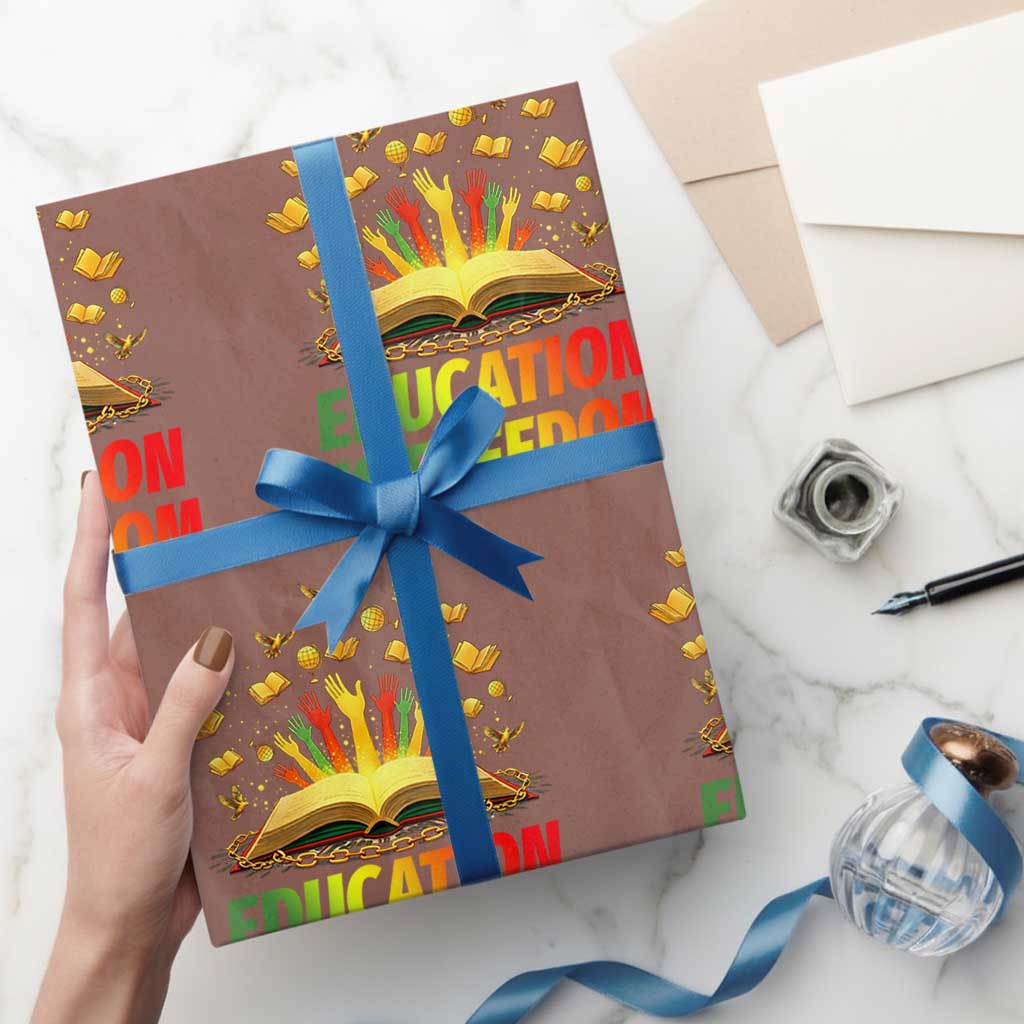Education Is Freedom Wrapping Paper Roll Black Education Teacher Gift TS12 Mocha Print Your Wear