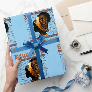 Education Is Freedom Wrapping Paper Roll Black History Women Teacher Gift TS12 Light Blue Print Your Wear