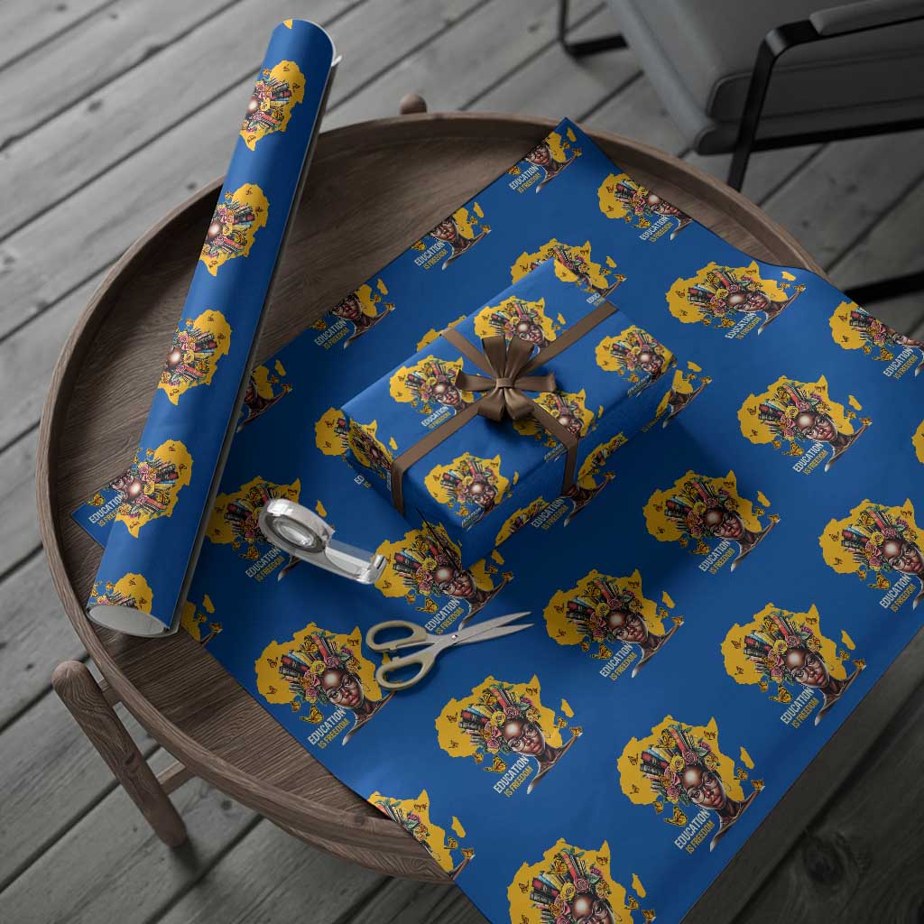 Education Is Freedom Wrapping Paper Roll Black Teacher Books Black History Month TS02 Blue Print Your Wear