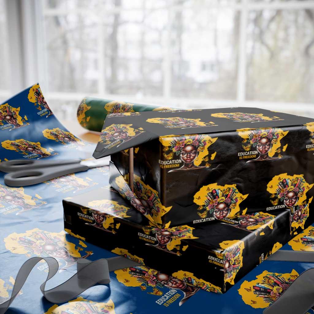 Education Is Freedom Wrapping Paper Roll Black Teacher Books Black History Month TS02 Black Print Your Wear