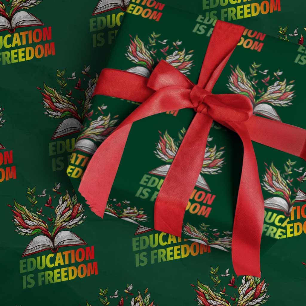 Education Is Freedom Wrapping Paper Roll Inspirational Black Teacher Gift TS12 Green Print Your Wear