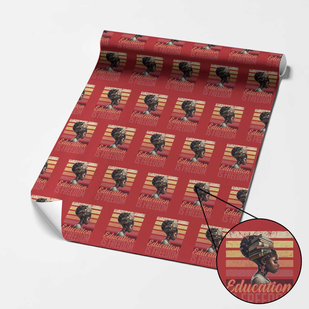 Education Is Freedom Wrapping Paper Roll Retro Black History Month Teacher TS11 Red Print Your Wear