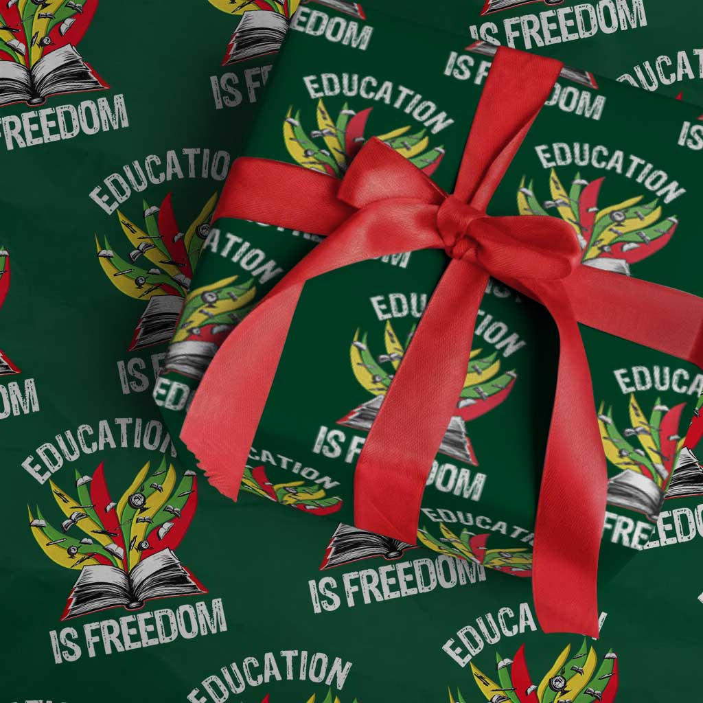 Education Is Freedom Wrapping Paper Roll Teaching Black History Month Books TS02 Green Print Your Wear