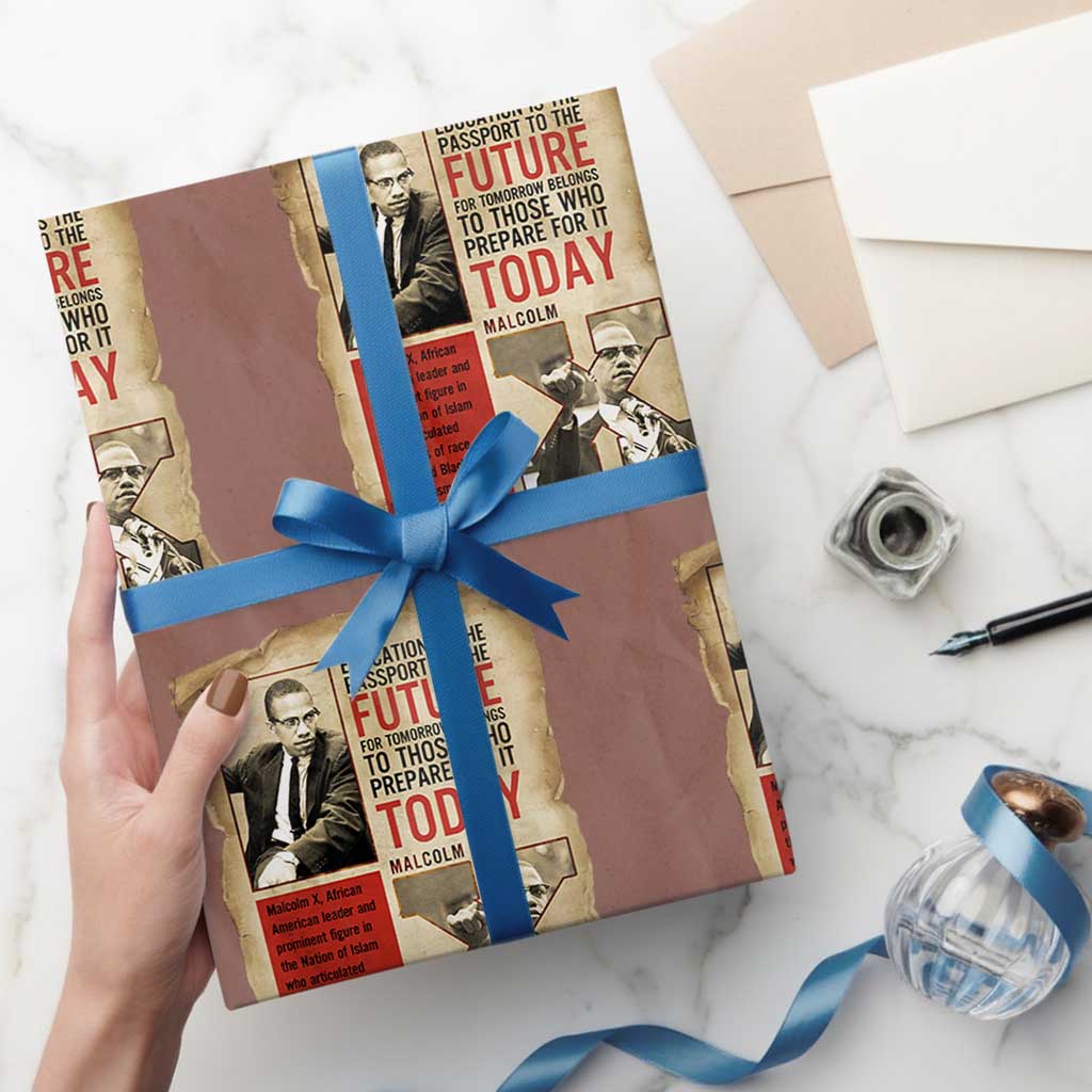 Education Is The Passport To The Future Malcolm X Wisdom Wrapping Paper Roll TS12 Mocha Print Your Wear