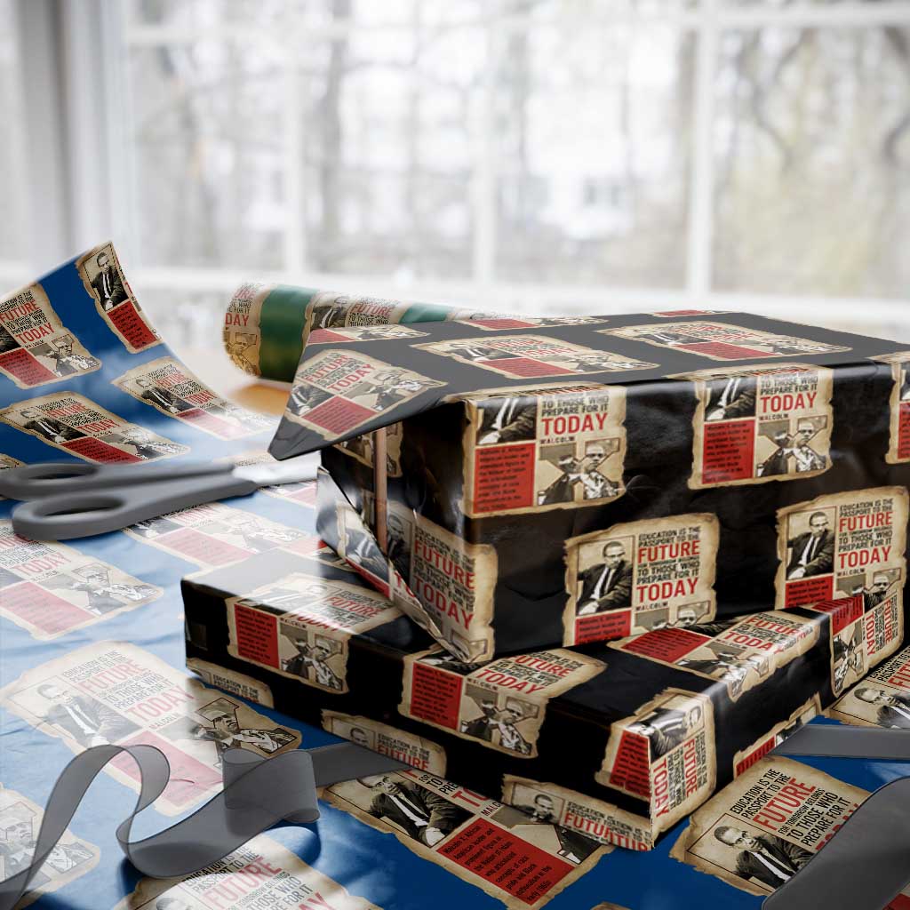 Education Is The Passport To The Future Malcolm X Wisdom Wrapping Paper Roll TS12 Black Print Your Wear