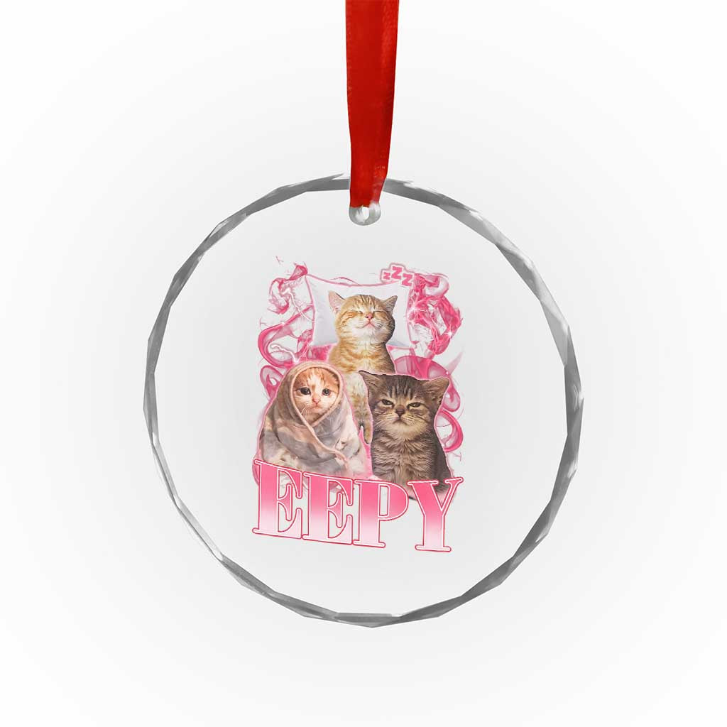 Eepy Sleepy Cats Y2K Bootleg Meme Graphic Crystal Glass Ornament Funny Internet Culture Humor
