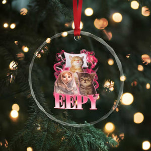 Eepy Sleepy Cats Y2K Bootleg Meme Graphic Crystal Glass Ornament Funny Internet Culture Humor