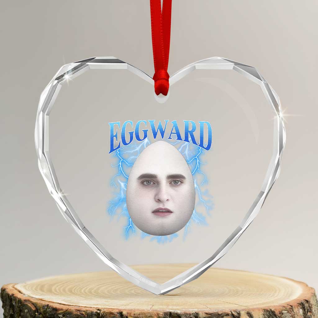 Eggward Heart Crystal Glass Ornament Funny Unhinged Meme Gen Z Humor Bootleg Graphic TS10 Transparent Glass 3'' Heart Print Your Wear