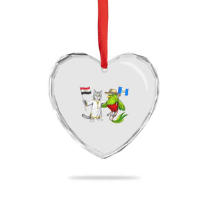 Egypt and Guatemala Friendship Heritage Pride Heart Crystal Glass Ornament Cute Cat and Quetzal Holding Flag TS02 Print Your Wear