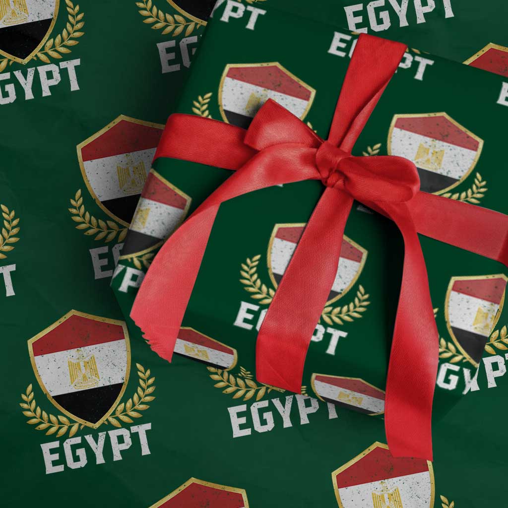 Egypt Coat of Arms Gold Shield Crest Wrapping Paper Roll Patriotic Egyptian Flag Heritage Pride TS02 Green Print Your Wear