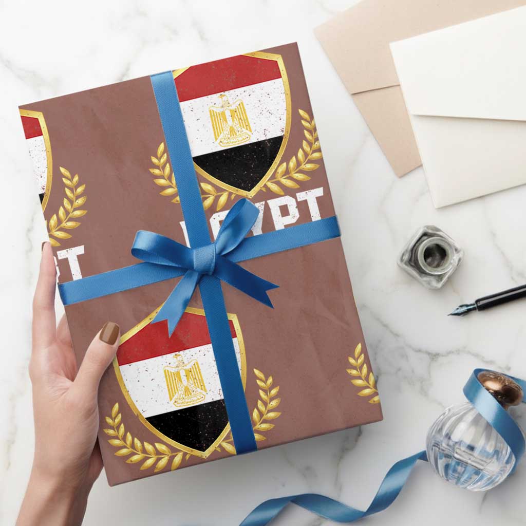 Egypt Coat of Arms Gold Shield Crest Wrapping Paper Roll Patriotic Egyptian Flag Heritage Pride TS02 Mocha Print Your Wear