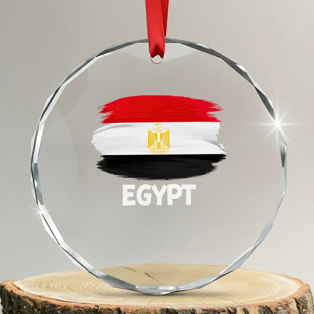 Egypt Flag Misr Pride Crystal Glass Ornament Egyptian Eagle of Saladin Heritage TS02 Transparent Glass 3'' Circle Print Your Wear