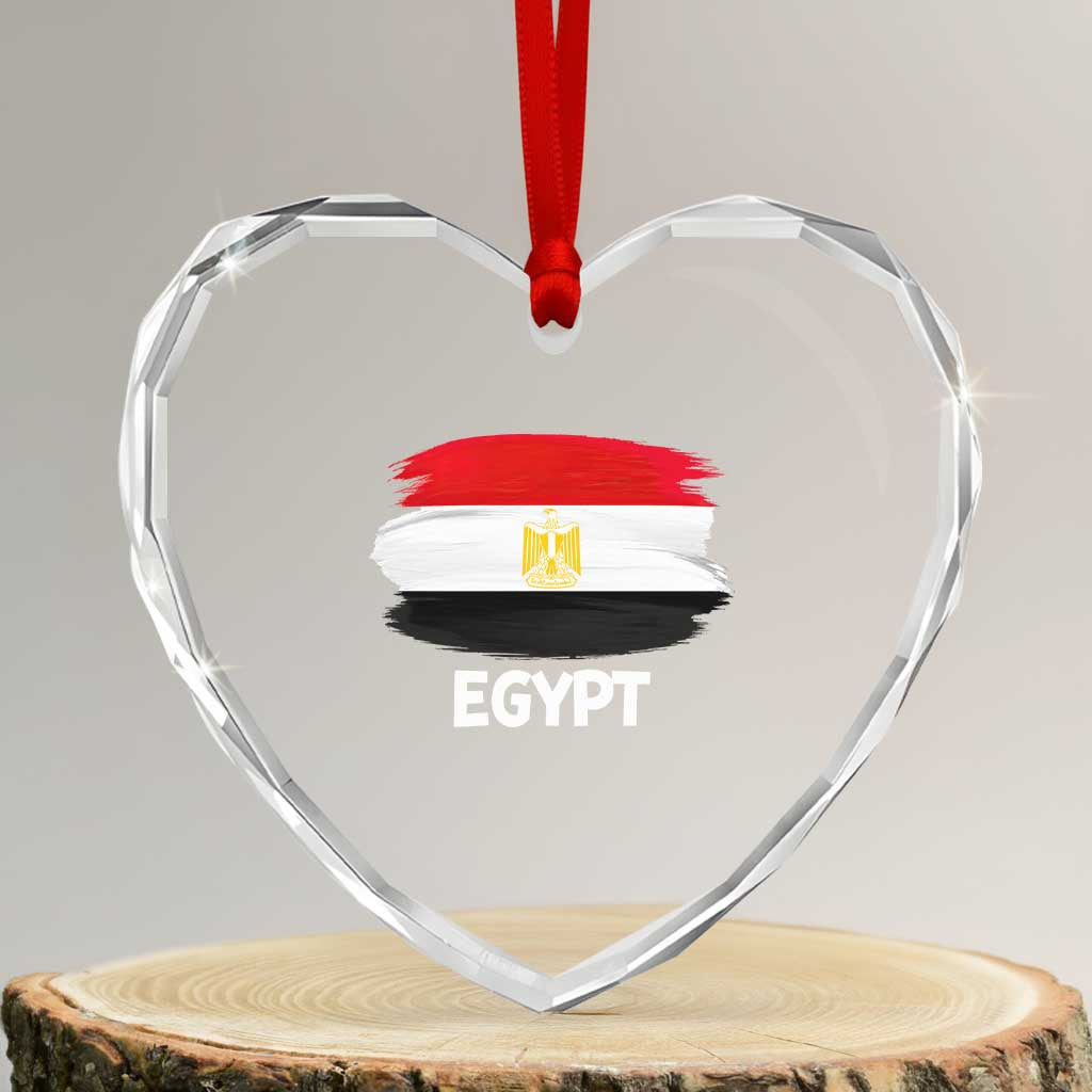 Egypt Flag Misr Pride Heart Crystal Glass Ornament Egyptian Eagle of Saladin Heritage TS02 Transparent Glass 3'' Heart Print Your Wear