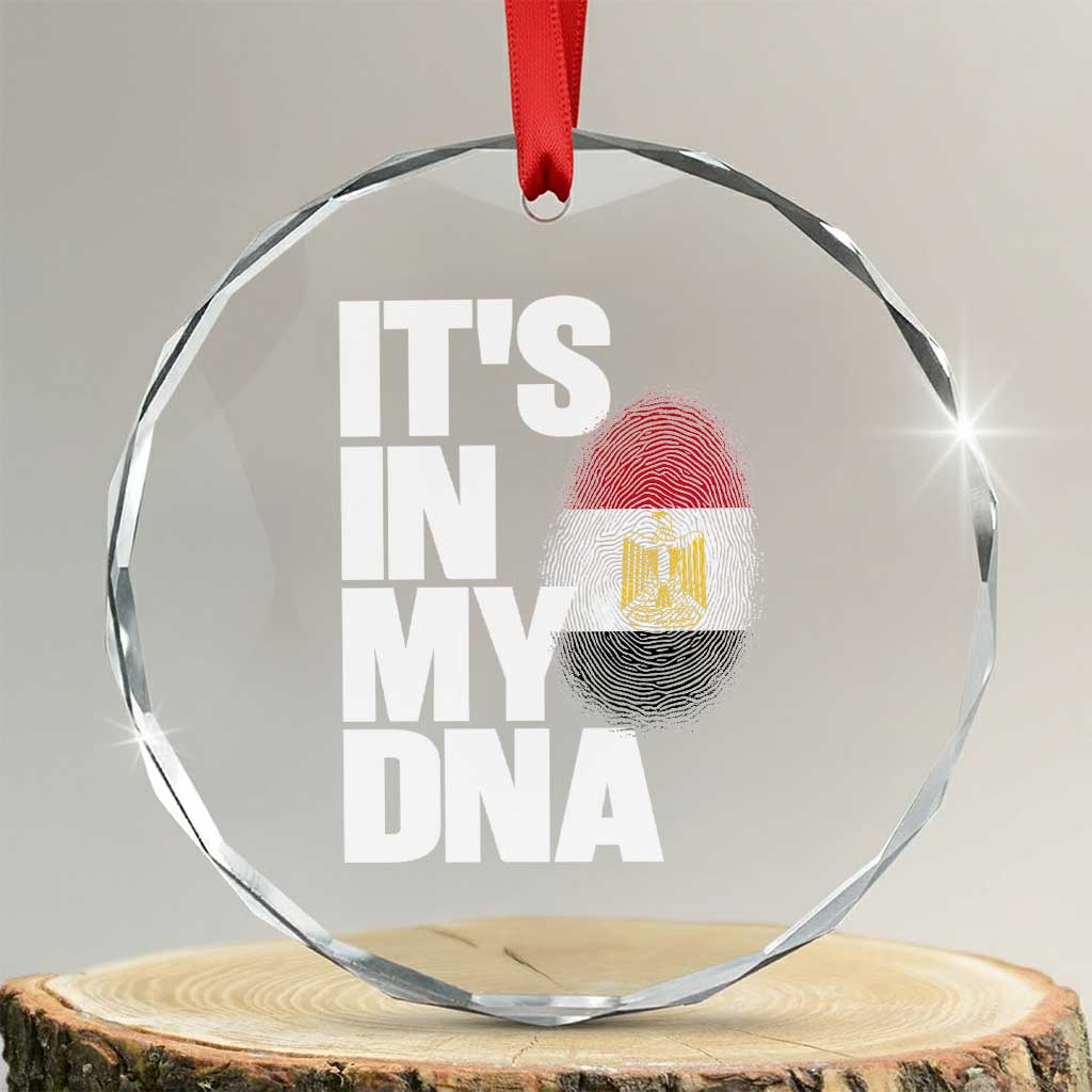 Egypt It's In My DNA Flag Fingerprint Graphic Crystal Glass Ornament Egyptian Heritage Pride Roots TS02 Transparent Glass 3'' Circle Print Your Wear
