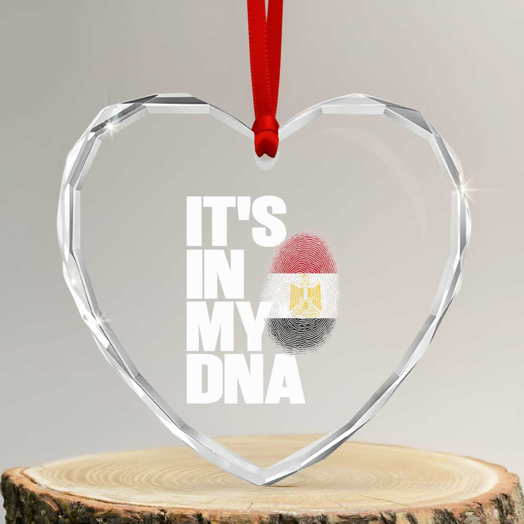 Egypt It's In My DNA Flag Fingerprint Graphic Heart Crystal Glass Ornament Egyptian Heritage Pride Roots TS02 Transparent Glass 3'' Heart Print Your Wear