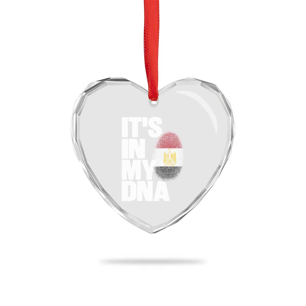 Egypt It's In My DNA Flag Fingerprint Graphic Heart Crystal Glass Ornament Egyptian Heritage Pride Roots TS02 Print Your Wear