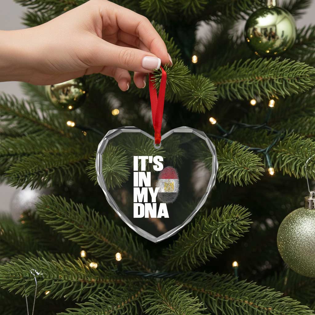 Egypt It's In My DNA Flag Fingerprint Graphic Heart Crystal Glass Ornament Egyptian Heritage Pride Roots TS02 Print Your Wear