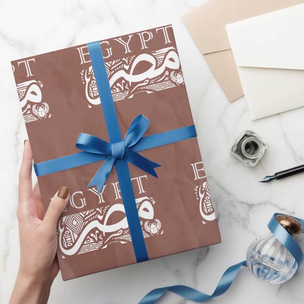 Egypt Misr Arabic Calligraphy Wrapping Paper Roll Vintage Egyptian Heritage Pharaonic Pattern Graphic TS02 Mocha Print Your Wear
