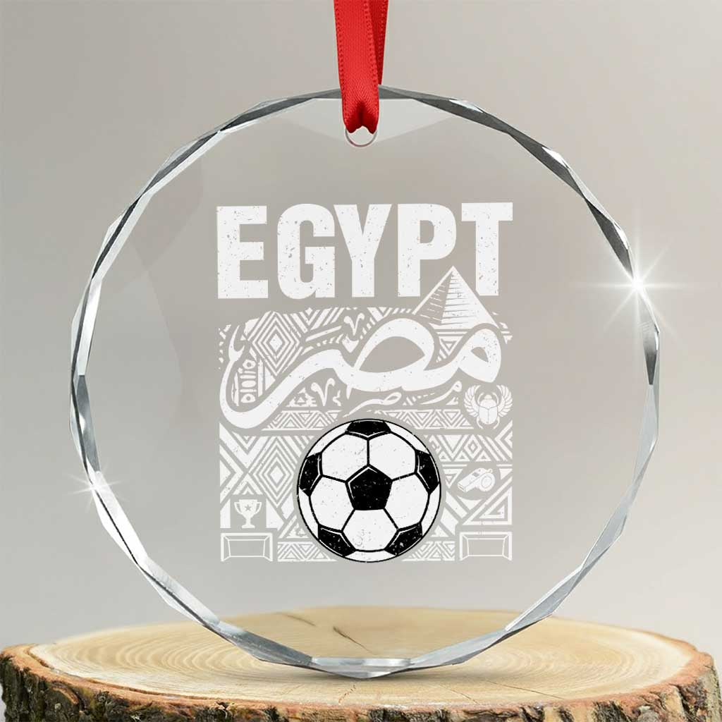 Egypt Soccer Misr Pride Arabic Calligraphy Crystal Glass Ornament Egyptian Football Fans Ancient Pyramid Heritage Graphic TS02 Transparent Glass 3'' Circle Print Your Wear