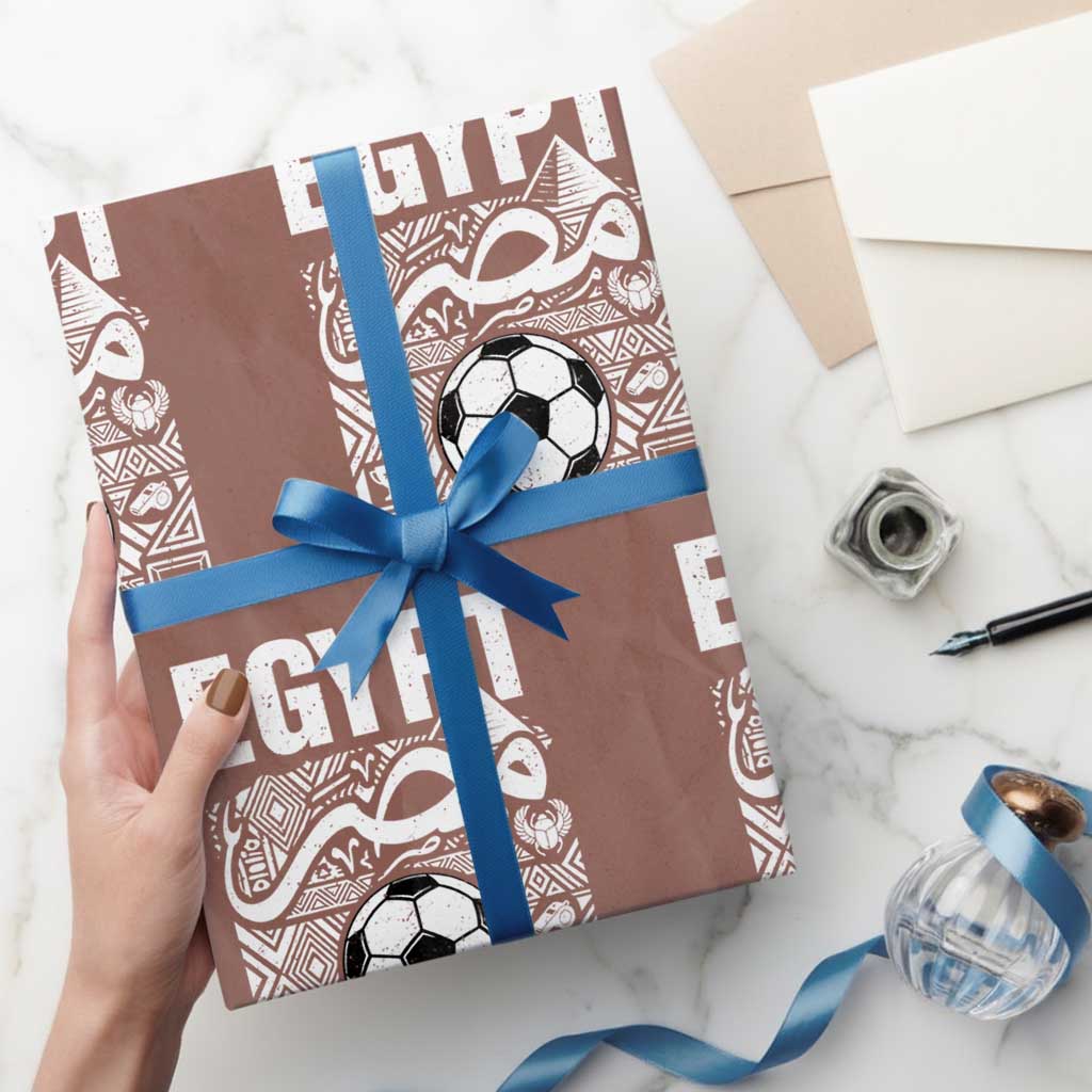Egypt Soccer Misr Pride Arabic Calligraphy Wrapping Paper Roll Egyptian Football Fans Ancient Pyramid Heritage Graphic TS02 Mocha Print Your Wear
